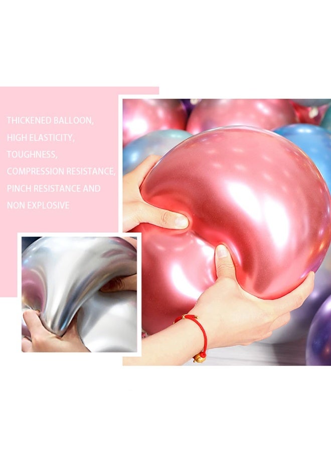 Halamodo 50Pcs 10 Inch Metallic Latex Balloons | Decorated Party Balloons| Multicolor Assorted for Valentine’s Day Birthday Wedding Home Party Decoration | High-Gloss Foil-Look Latex Balloons | Holiday Celebration Festival Decor Set - Image 5